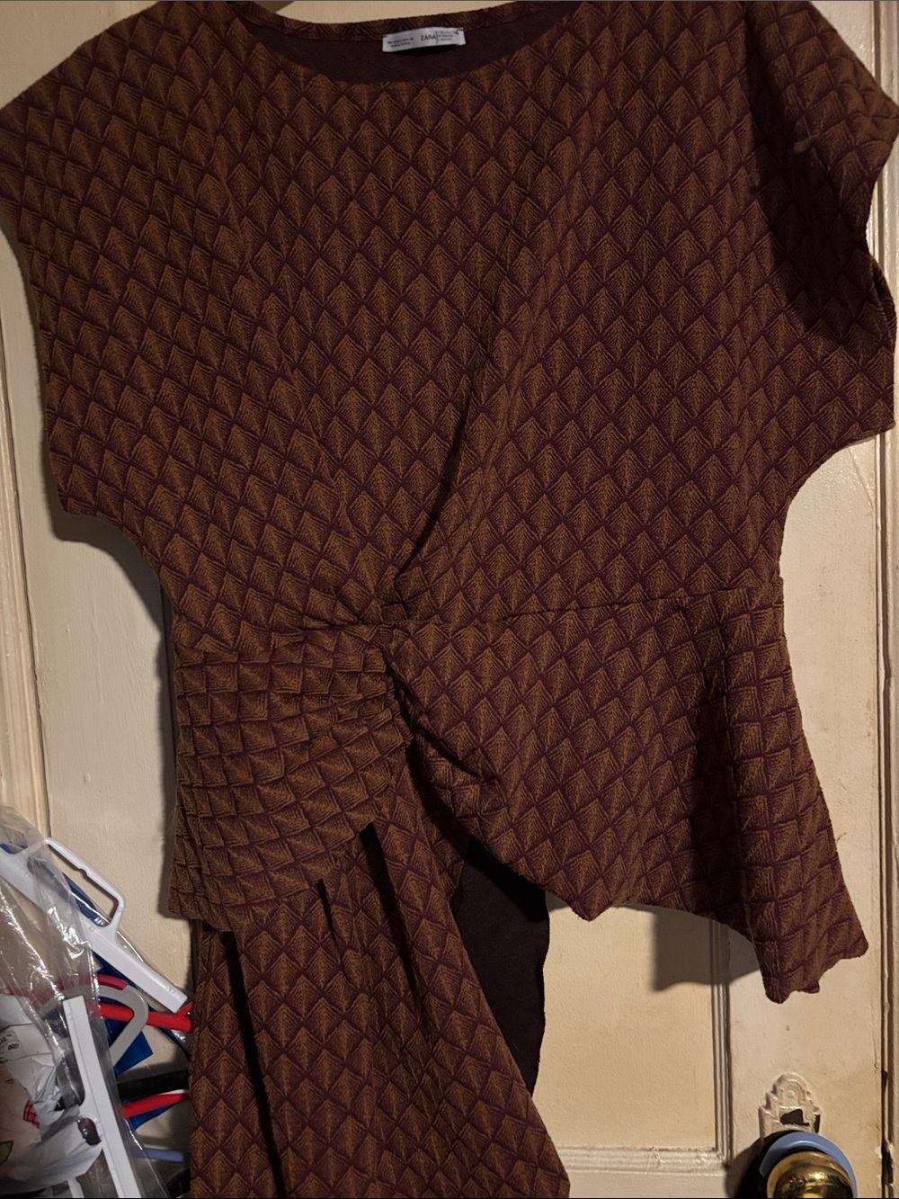 Zara very unique beautiful assymetrical tunic in a burgundy